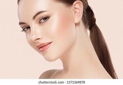 Beauty Woman Face Healthy Skin Natural Makeup Young Model