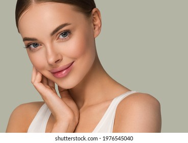 Beauty woman face healthy skin natural make up beautiful female - Shutterstock ID 1976545040