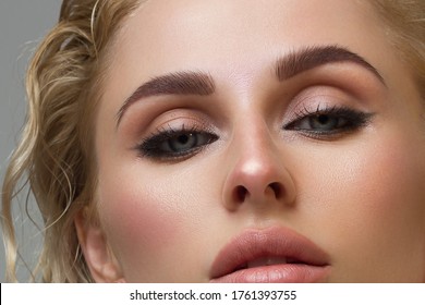 Beauty Woman face Portrait. Beautiful Spa model Girl with Perfect Fresh Clean Skin. Youth and Skin Care Concept.Portrait woman female with problem and clear skin, youth make up concept. Spase for text