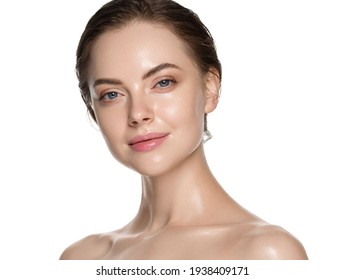 Beauty woman healthy clean skin beautiful female young model isolated on white - Shutterstock ID 1938409171