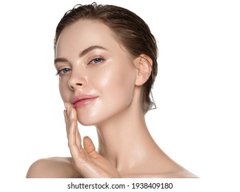 Beauty woman healthy clean skin beautiful female young model isolated on white - Shutterstock ID 1938409180