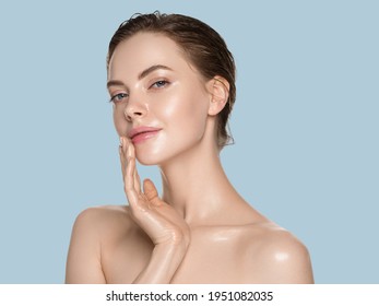Beauty woman healthy skin natural make up young attractive beaytiful model clean fresh skin cosmetic concept studio portrait - Shutterstock ID 1951082035