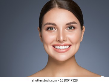 Beauty woman healthy teeth smile healthy beautiful skin model face skin care happy female
