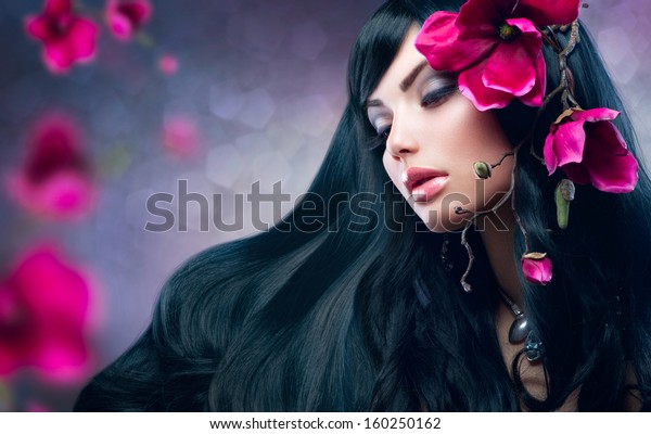 Beauty Woman Long Black Hair Beauty Stock Photo Edit Now 160250162