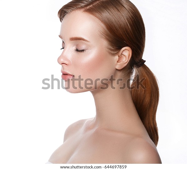 Beauty Woman Profile Closed Eyes Face Stock Photo Edit Now 644697859