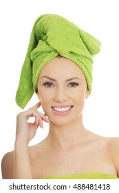 Beauty Woman With Turban Towel.