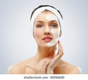 Beauty Women Getting Facial Mask