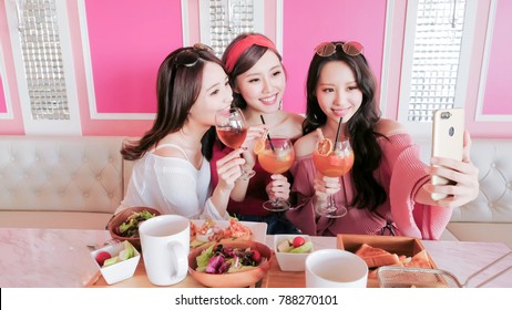 beauty women selfie and dine in restaurant - Powered by Shutterstock