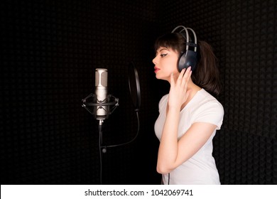 Beauty Young Dubbing Artist Girl Recording Stock Photo 1042069741 ...