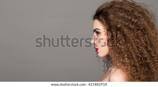 Beauty Young Woman Curly Big Long Stock Photo Edit Now 421882918