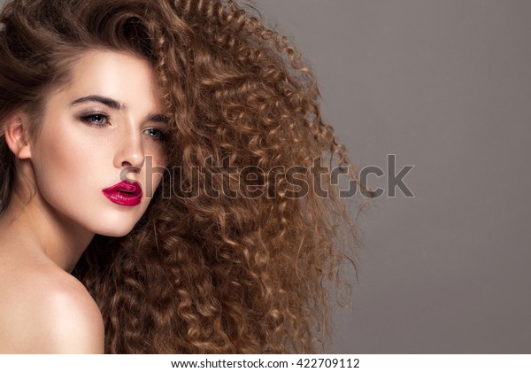 Beauty Young Woman Curly Big Long Stock Photo Edit Now 422709112