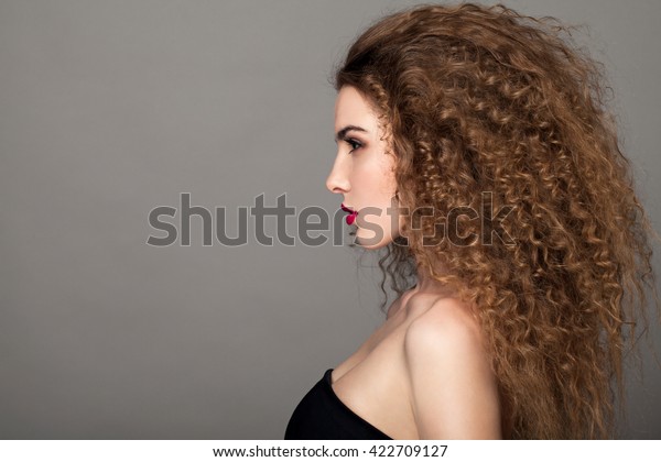 Beauty Young Woman Curly Big Long Stock Photo Edit Now 422709127