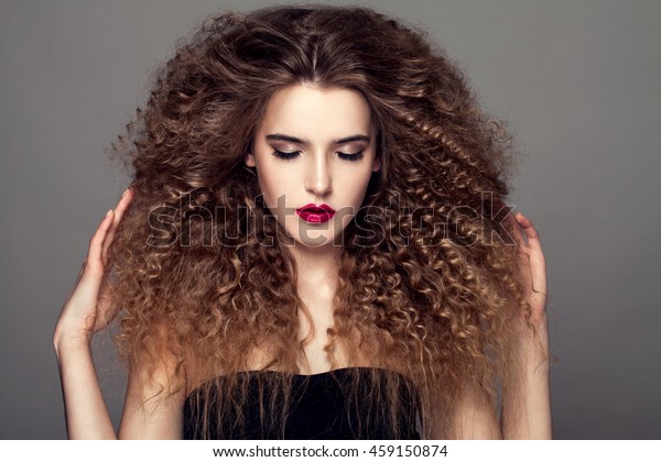 Beauty Young Woman Curly Small Long Stock Image Download Now