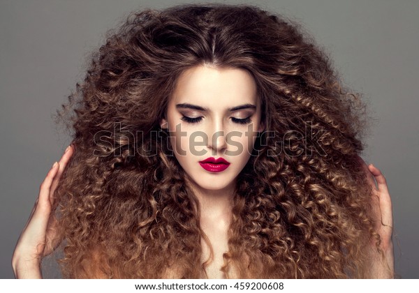 Beauty Young Woman Curly Small Long Stock Photo Edit Now 459200608