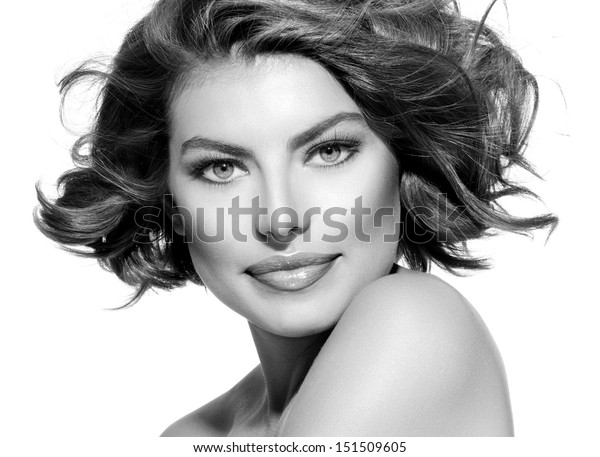 Beauty Young Woman Portrait Over White People Beauty Fashion