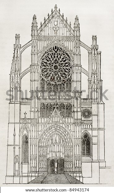 Beauvais Cathedral Side Portal Old Illustration Stock Photo (Edit Now ...