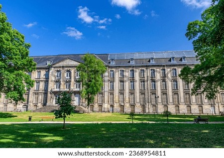 Beaux-Arts Museum of Fine Arts at the former Benedictine Abbey of Saint-Vaast monastery building and Garden in Arras city, blue sky background, Artois, Hauts-de-France Region, Northern France