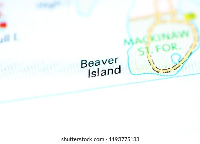 Beaver Island. Michigan. USA On A Map