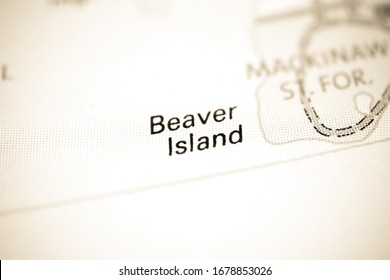 Beaver Island. Michigan. USA On A Map