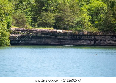 Beaver Lake Arkansas Rock Ledge With Waterfall