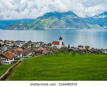 Beckenried village on Lake Lucerne in Nidwalden, Switzerland