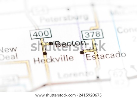 Becton. Texas. USA on a map