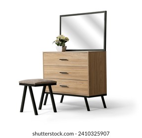 Bed dressing table isolated on white background . 