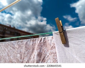 Bed Sheets, Placed On The Clothesline	