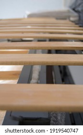 Bed Slats Close Up. Interior Structure Of Furniture