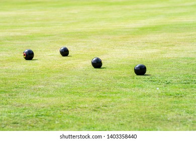 Bedford, Bedfordshire, UK. May 19,2019.Bowls or lawn bowls. Free community event in Bedford park