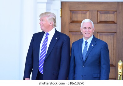 BEDMINSTER, NEW JERSEY - 19 NOVEMBER 2016: President-elect Donald Trump & Vice President-elect Mike Pence Met With Potential Cabinet Members At Trump International