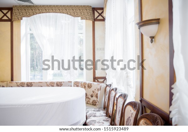 Bedroom Balcony Interior Hotel Restaurant Wooden Stock Photo