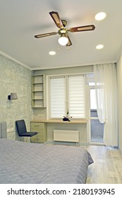 Bedroom With Ceiling Fan Chandelier