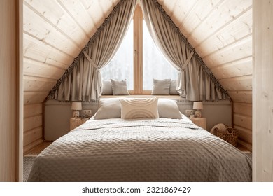 bedroom cosy wooden home hotel country - Powered by Shutterstock