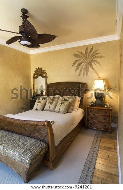 Bedroom Decorated Tropical Style Ceiling Fan Beauty Fashion