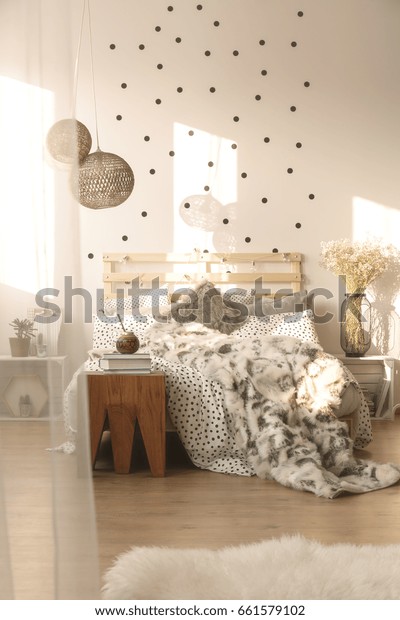 Bedroom Decorative Lamps Pallet Bed Dot Stock Image