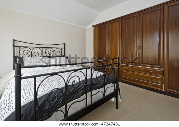 Bedroom Double Bed Builtin Hard Wood Stock Photo Edit Now 47247481