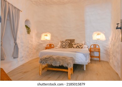 Bedroom Inside A Troglodyte Cave For Rural Tourism