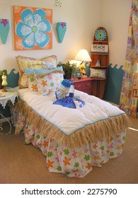 A Bedroom Interior With A Beach Theme