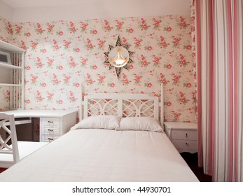 Bedroom Interior Beautiful Wallpaper Stock Photo (Edit Now) 44930701