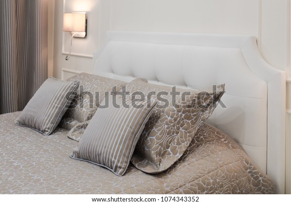 Bedroom Interior King Size White Bed Stock Photo Edit Now 1074343352