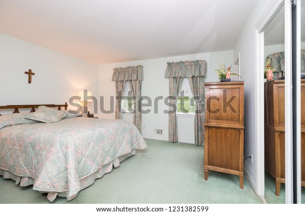 Bedroom Light Green Carpet Cross On Stock Photo Edit Now 1231382599