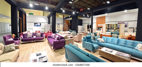 bedroom and living room furniture at istanbul furniture fair in istanbul, Turkey, October 29 2019
