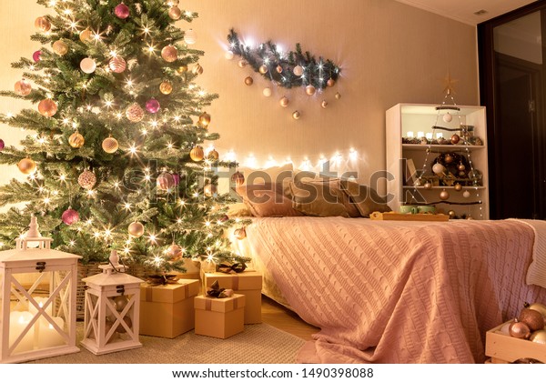 Bedroom New Years Decor Christmas Interior Stock Photo Edit Now