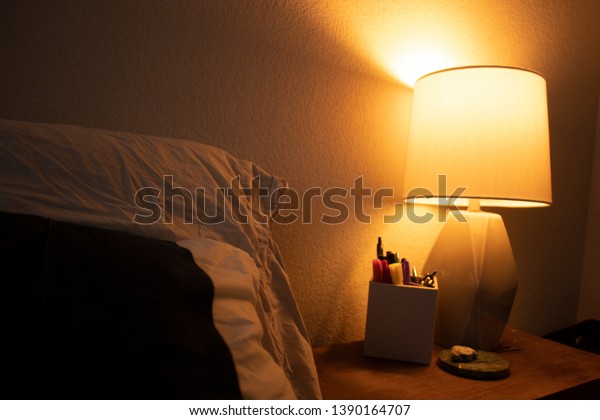 Bedroom Night Stand Dim Lighting Next Stock Photo Edit Now