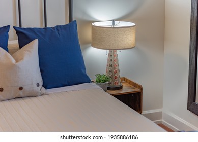 Bedroom Side Table With A Night Lamp 