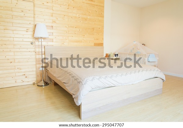 Bedroom Soft Beige Colors Blue Decoration Stock Photo Edit