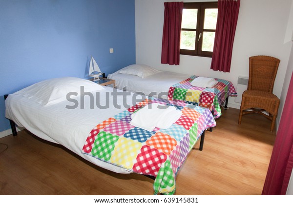 Bedroom Two Twin Beds Colored Ambiance Stock Photo Edit Now