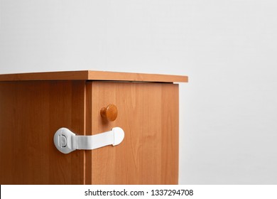 Bedside Table Wooden With Baby Proofing Cabinet Lock At Home Child Safety