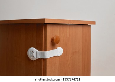 Bedside Table Wooden With Baby Proofing Cabinet Lock At Home Child Safety